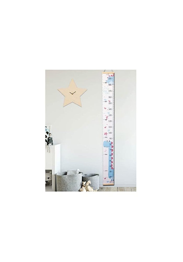 MinoMia Kids Growth Chart, Wood Frame Fabric Canvas Height Measurement Ruler from Baby to Adult for Child's Room Decoration 7.9 x 79in (7.9 x 79in, Blue Dinosaur) - Image 5
